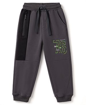Pine Kids Knit Full Length Cut N Sew Text Printed Lounge Pant - Grey