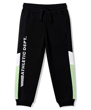 Pine Kids Cotton Knit Full Length Jogger with Athletic Dept. Print in Black