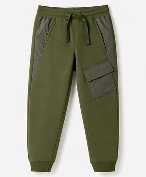 Pine Kids Cotton Knit Full Length Lounge & Track Pant  - Olive Green