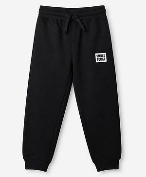 Pine Kids Knit Full Length Lounge Pant with Smile Today Patch - Black
