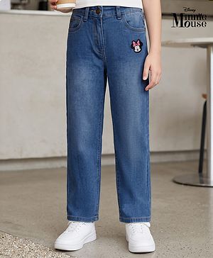 Pine Kids Disney Denim Full Length Jeans with Minnie Mouse Patch in Light/Sky Blue for 6-7 Years