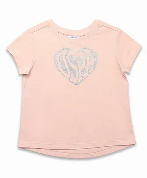 U.S. Polo Assn. Kids Cotton Knit Half Sleeves Brand Name Printed Tee - Beige
