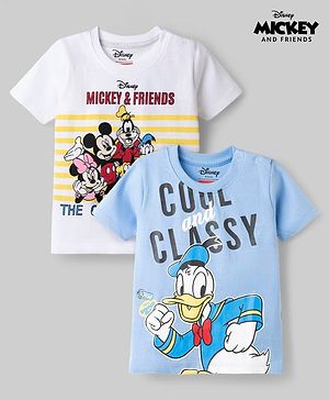Babyhug Disney 100% Cotton Knit Half Sleeves T-Shirts With Micky & Friends Graphic Pack Of 2 - Multicolor