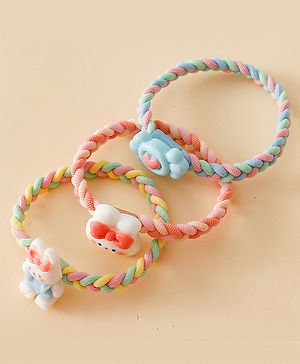 Pine Kids Colorful Knot and Fancy Loop Hair Rubber Bands - Pink & Blue