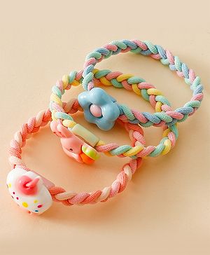 Pine Kids Colorful Knot and Fancy Loop Hair Rubber Bands - Pink & Blue