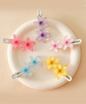 Pine Kids Cute Blossom Hair Clips - PInk & Purple