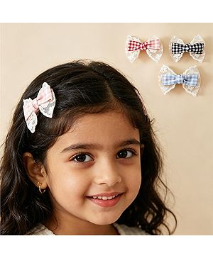 Pine Kids Bow & Butterfly Clips - Blue & Red