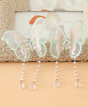 Pine Kids Butterfly Pearl Baby Hair Clip - Light Green