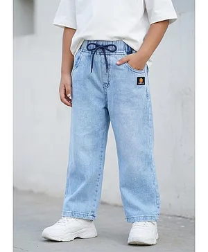 TOONYPORT Denim Woven Smile Text
                              Patch Detailed Washed Jeans - Blue