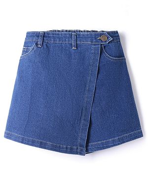 Pine Kids Denim Woven Skort with Back Elastic & Knee Length in Blue