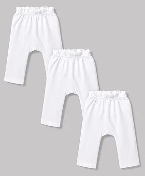 Doodle Poodle 100% Cotton Knit Full
                              Length Solid Diaper Leggings Pack Of 3 -
                              White