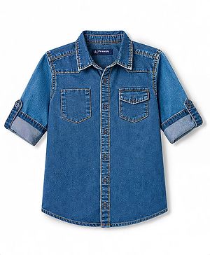 Pine Kids Denim Woven Full Sleeves Shirt - Blue