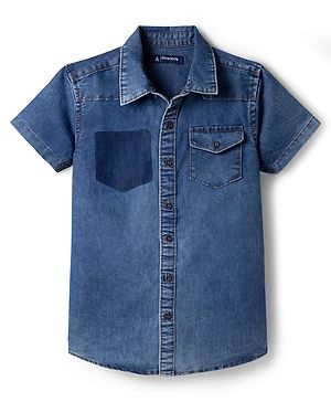 Pine Kids Denim Woven Half Sleeves Shirt -Royal Blue