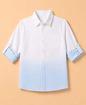 Pine Kids Cotton Woven Ombre Shirt with Full Sleeves in Blue for 4-5 Years