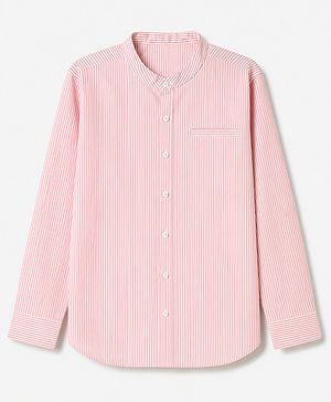 Pine Kids Cotton Woven Striped Shirt with Full Sleeves - Pink