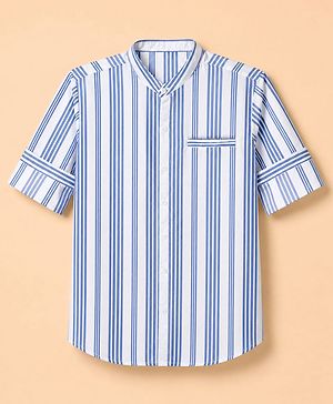 Pine Kids Cotton Woven Striped Shirt with Full Sleeves - Blue