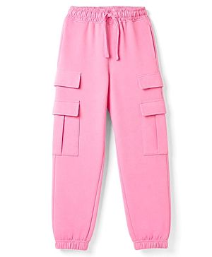 Pine Kids Cotton Knit Full Length Lounge & Track Pants With Pockets - Pink