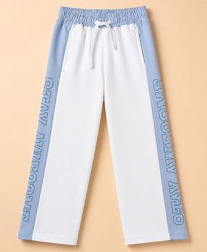 Pine Kids Knit Full Length Lounge Pant With Text Print - White