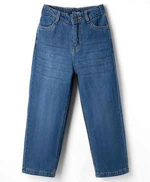 Pine Kids Denim Woven Full Length Washed Jeans - Blue