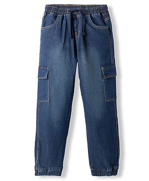 Pine Kids Denim Woven Full Length Jeans with Cargo Pockets - Blue