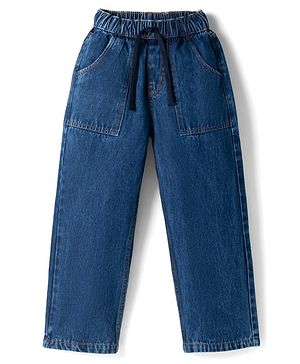 Pine Kids Cotton Elastane Woven Denim Full Length Jeans in Blue