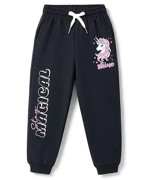 Smarty Girls Looper Knit Full Length
                              Unicorn Printed Lounge Pant - Black