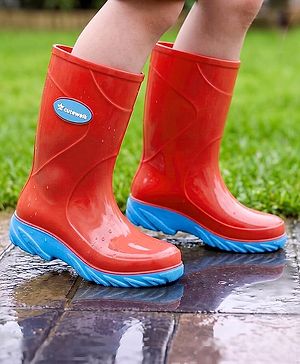 Cute Walk by Babyhug Comfortable slip on with Anti skid Rain Boot - Blue & Red