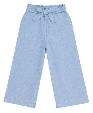 HRIT Cotton Denim Woven Washed Flared
                              Jeans - Sky Blue