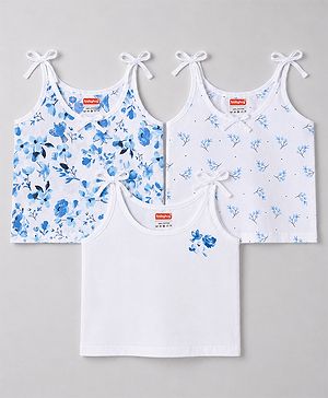 Babyhug 100% Cotton Cambric Woven Sleeveless Shoulder Tie Knot Slip With Floral Print Pack of 3 - Multicolor