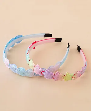 Babyhug Hair Bands With Star & Heart Applique Pack of 2 - Pink & Yellow