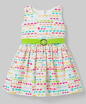 Enfance Cotton Woven One Piece
                                  Dresses/Frocks Sleeveless Printed
                                  Green 12-24 Months