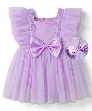 Mark & Mia Woven Sleeveless
                              Sequinned Party Onesie With Bow Applique -
                              Purple