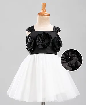 Mark & Mia Woven Sleeveless Party
                              Dress With Floral Applique - Black