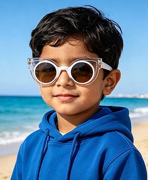 Babyhug Solid Coloured Sunglasses - White & Silver