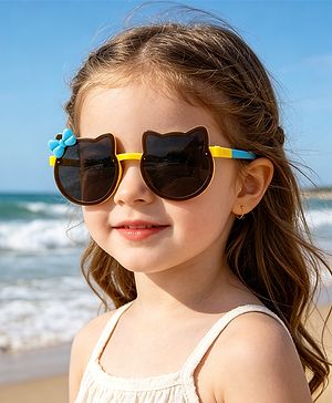 Babyhug Solid Coloured Sunglasses With Bow Applique - Black & Blue