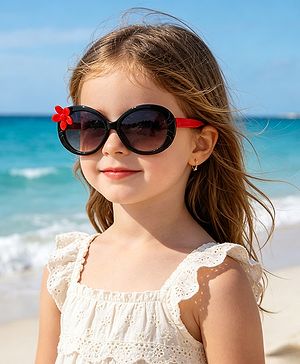 Babyhug Free Size Sunglasses With Star Applique - Black & Red