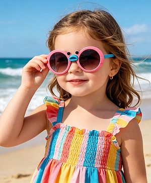 Babyhug Round Sunglasses With Duck Face - Pink & Blue