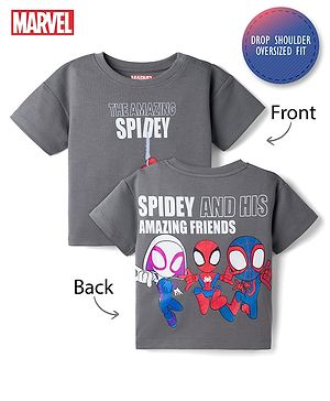 Bonfino Marvel 100% Cotton Knit Half Sleeves T-Shirt With Spider-Man Graphic - Grey