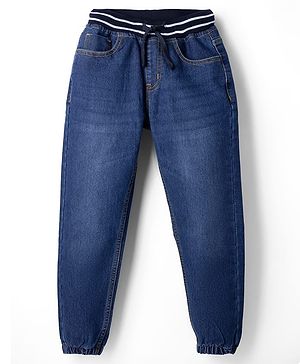 Pine Kids Denim Woven Full Length Solid Jeans With Pockets - Navy Blue