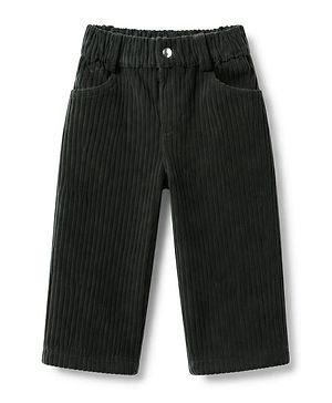 Bonfino Woven Full Length Solid Corduroy Trousers - Black