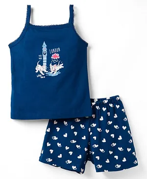 CUCUMBER Sinker Knit Sleeveless
                              T-Shirt & Shorts Night Suit with 101
                              Dalmatians Graphics - Navy