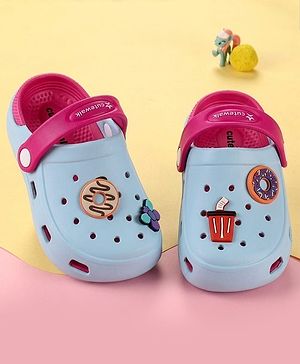 Cute Walk by Babyhug Back Strap Closure Clogs With Donut & Butterfly Applique - Dark Pink