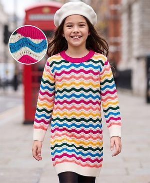 Pine Kids Knit Full Sleeves Pullover Sweater  - Dark Pink