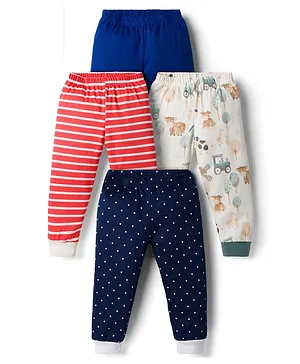 Junior Star Pack Of 4 Striped Polka
                              Dots & Highland Cow Printed Pajamas -
                              Multi Colour