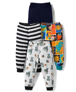 Junior Star Pack Of 4 Solid Striped
                              & Animal Faces Checked Pajamas - Multi
                              Colour