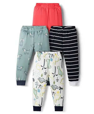 Junior Star Pack Of 4 Striped
                              Dinosaurs & Dogs Printed Pajamas -
                              Multi Colour