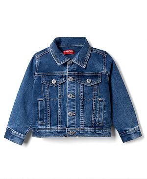 Babyhug Cotton Lycra Full Sleeves Denim Jacket - Light Blue