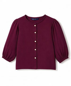 Pine Kids Woven Full Sleeves Solid Colour Top - Maroon