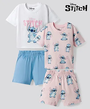 Bonfino Disney Single Jersey Knit
                              Half Sleeves Co-Ords T-Shirt & Shorts
                              Night Suit Stitch Print Pack of 2 - Pink