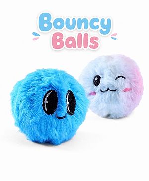 Babyhug Bouncy Balls Set with Cute Expressions & Vibrant Colors - Multicolor - Pack of 2| Soft Squeeze Toys| Soft Plush Cover| Sensory Development| Safe for Indoor Play & Outdoor| BIS Certified